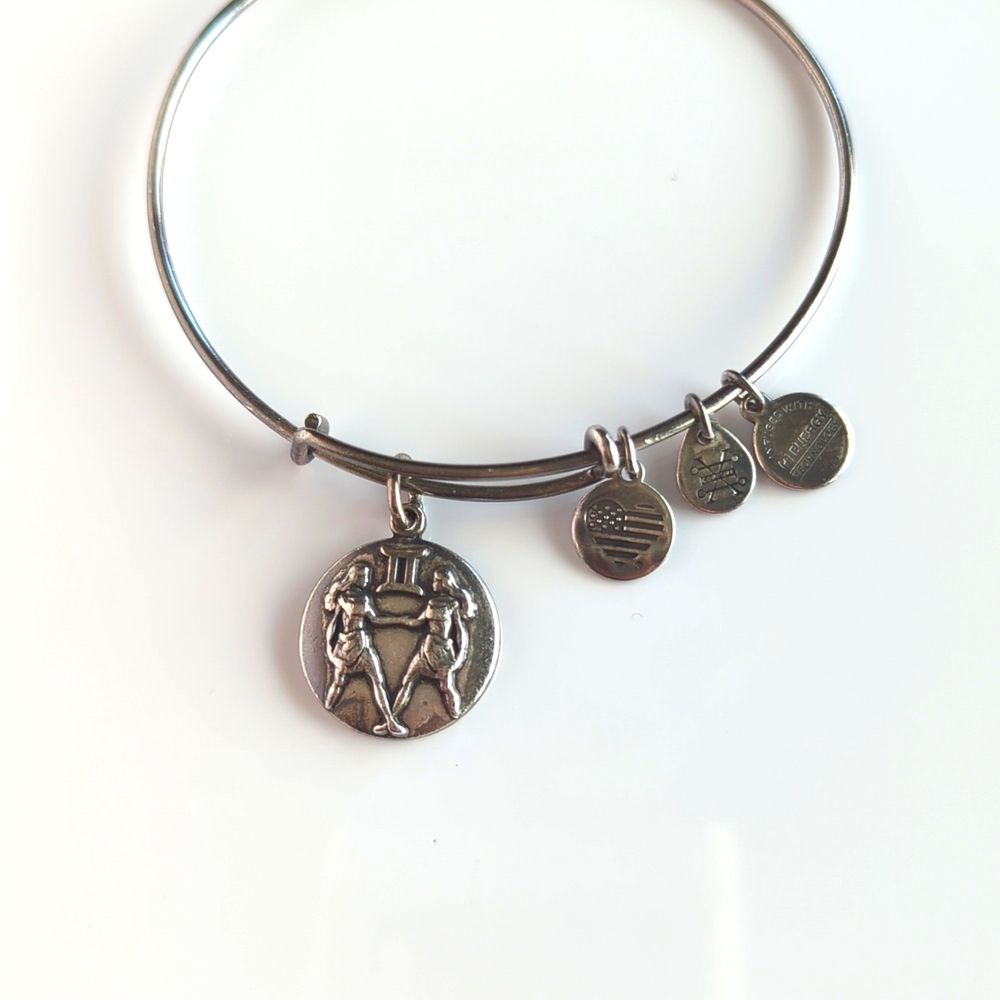 Alex and Ani Sterling Gemini Charm Bangle Bracelet